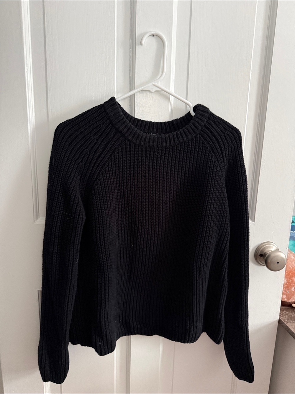 Quince Black Ribbed Crewneck Sweater